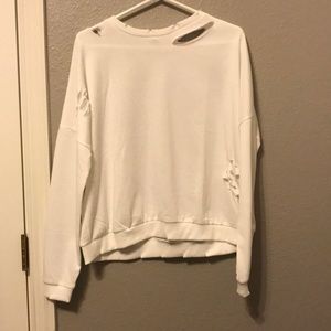 Long cute distressed sweatshirt